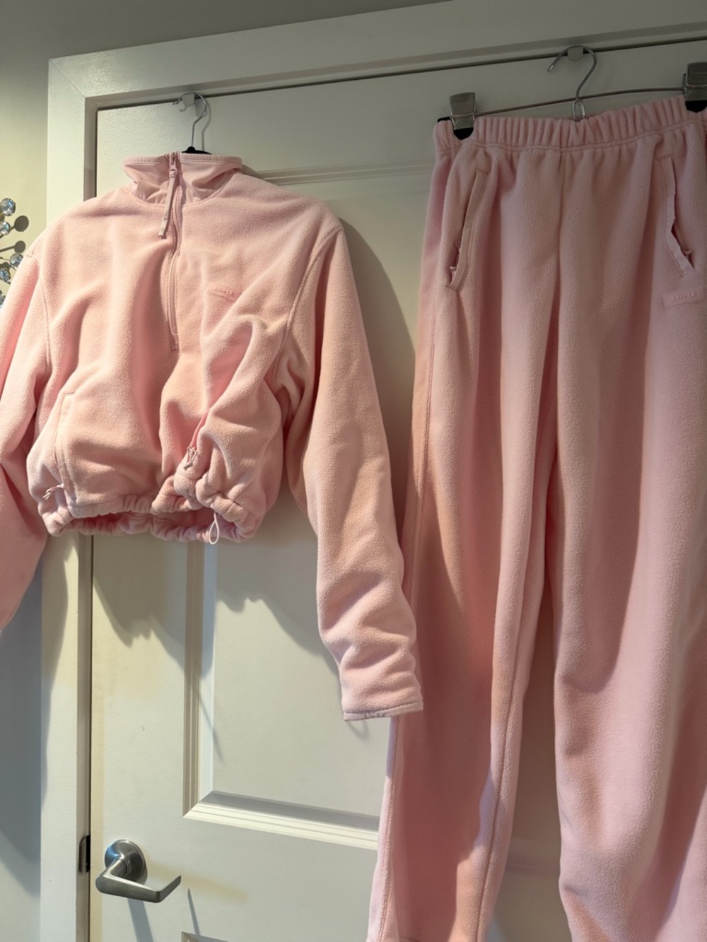 SKIMS blossom Pink Wide Leg Fleece sweatsuit